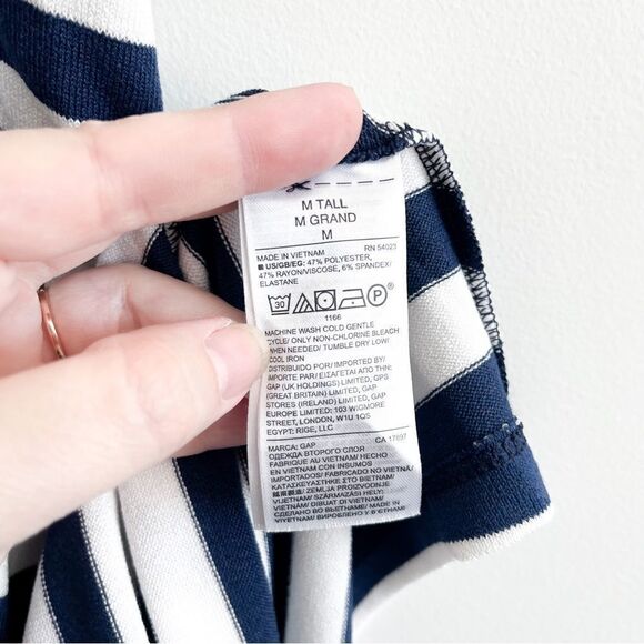 Gap Softspun Striped Dress Navy White Women's M Tall Double Spaghetti Strap NWT - Picture 7 of 7